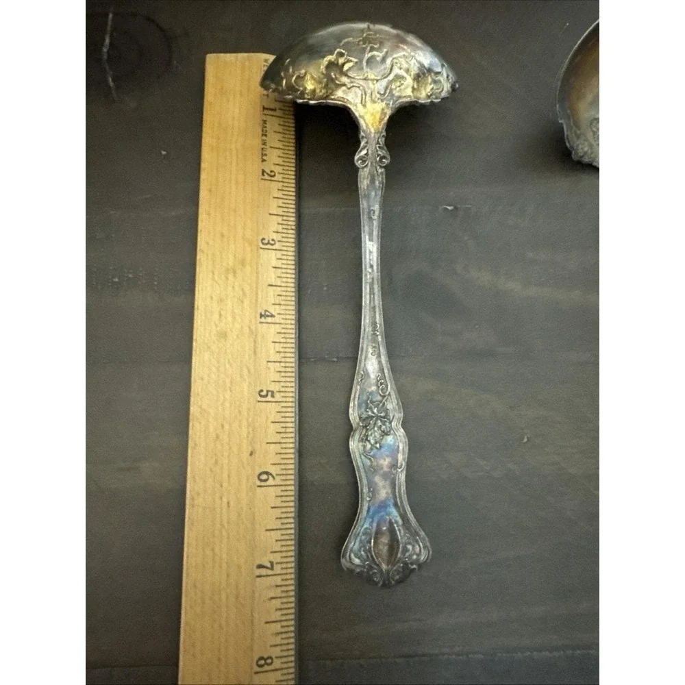 1847 Rogers / International VINTAGE Grape Silverplate 2 SERVING LADLES Flatware